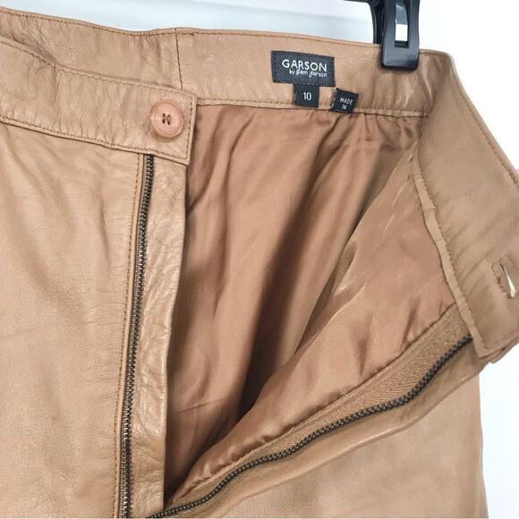 Rem Garson 100% Leather Retro Camel Brown Pants - Picture 13 of 16